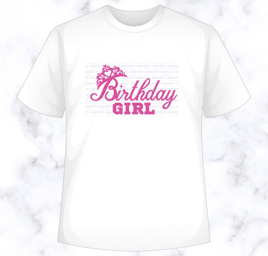 BIRTHDAY GIRL COLOR HOT PINK #6 (Screen print transfers)
