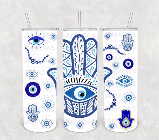 T#1329 Evil eye, ojo turco, mano de Fátima, atrapasueños (Transferencia de sublimación para tumblers de 20 oz)