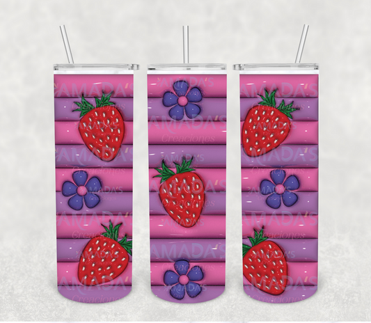 T#190 3D strawberry's(Transferencia de sublimación para tumblers de 20 oz)