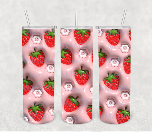 T#209 3D strawberries pink(Transferencia de sublimación para tumblers de 20 oz)
