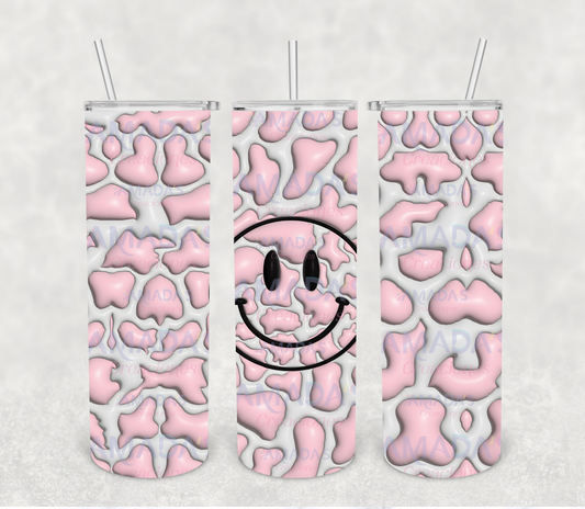 T#214 3D bubblegum pink smiley face(Transferencia de sublimación para tumblers de 20 oz)