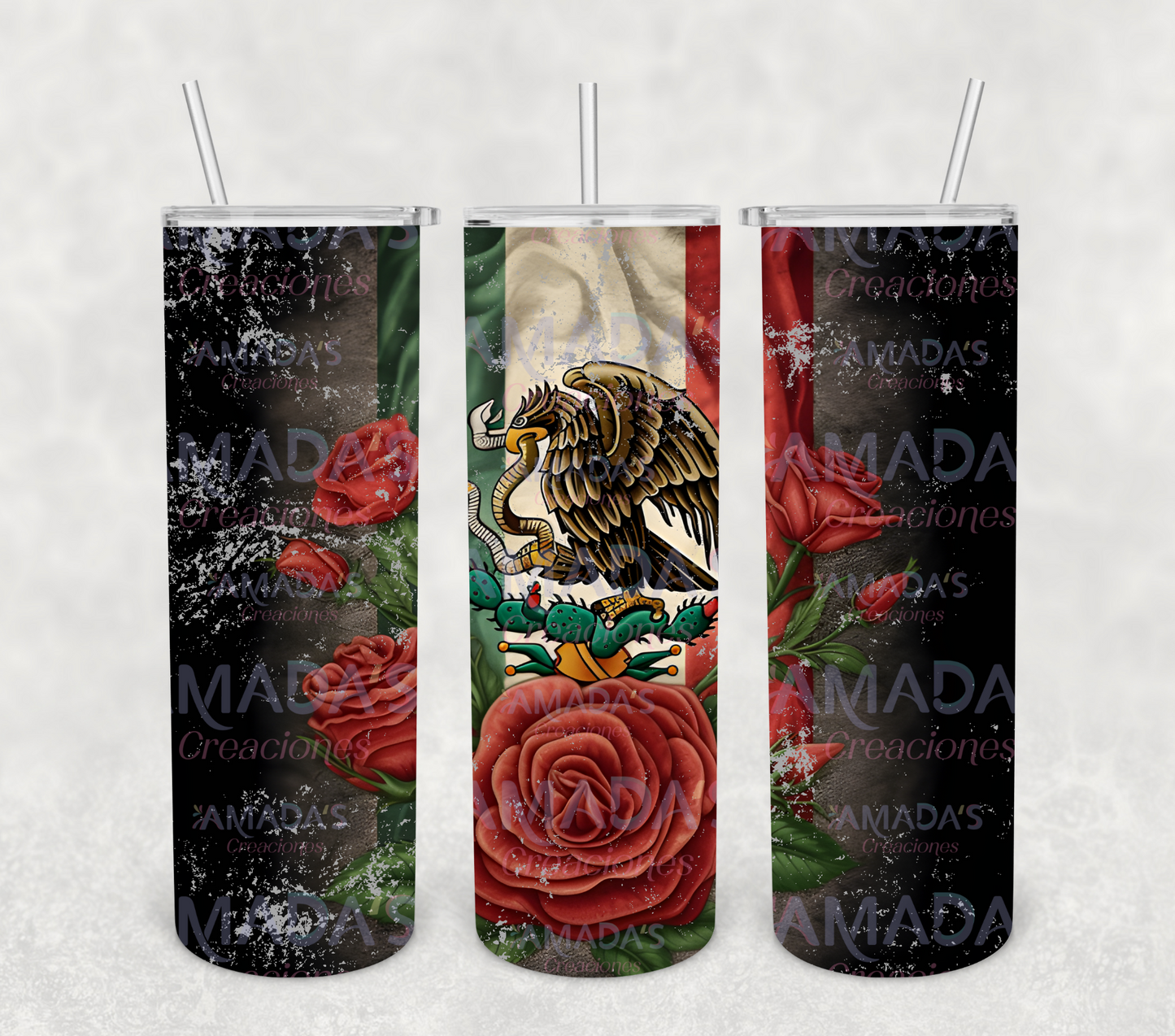 T#327 Vandera escudo flores (Transferencia de sublimación para tumblers de 20 oz)